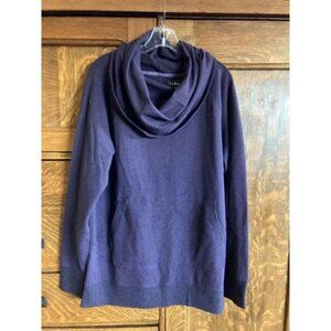 NWT L.L. Bean Cozy Pullover Women's XL-Tall, Darkest Purple Heather, Cowl Neck
